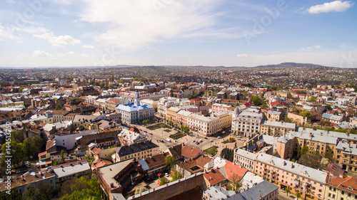 Fototapeta Naklejka Na Ścianę i Meble -  Chernivtsi old city from above Western Ukraine. Sunny day of the city.