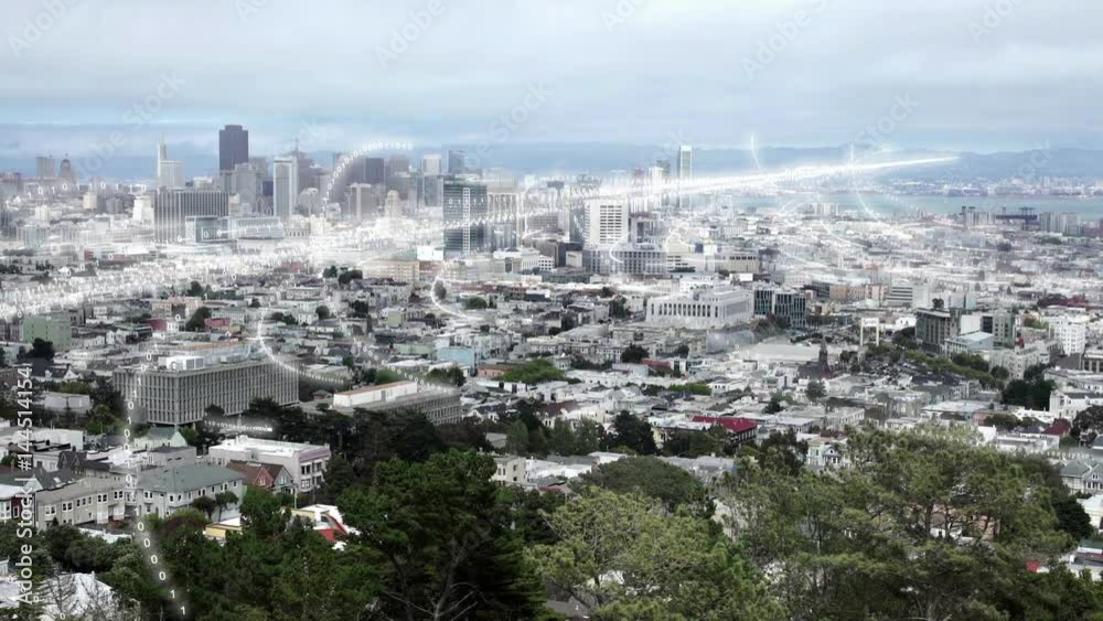 Data streaming over San Francisco. Data streaming over San Francisco.