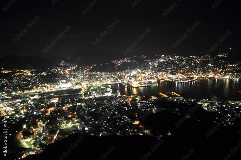 night view of Nagasaki, Japan from top of mount Inasa