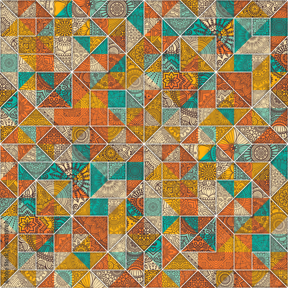 Ethnic floral seamless pattern