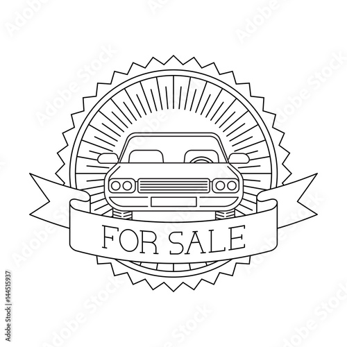 Car for sale art line retro illustration
