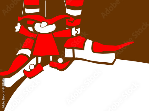 Vector image of the actor and the puppet in the circle of light