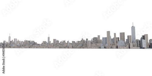 3D rendering of isolated cityscape on white © hidako