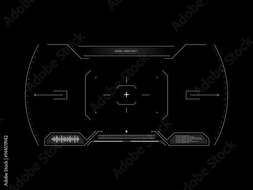 Sci fi futuristic interface viewfinder. HUD user interface. Concept user interface high tech screen spaceship.