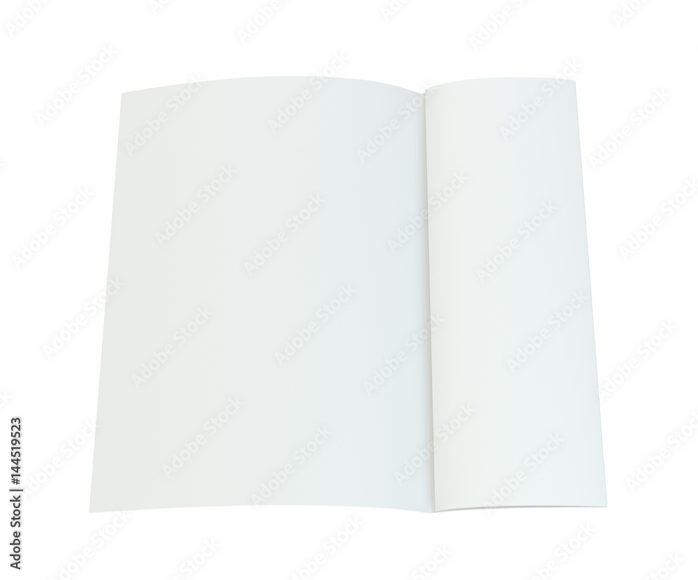 Blank folded brochure. 3d rendering on white background. Blank folded brochure. 3d rendering on white background.