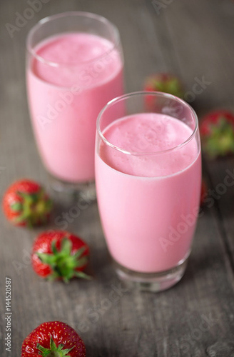 Glasses of fresh cold smoothie.
