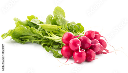 Fresh red radish with leaves isolated.