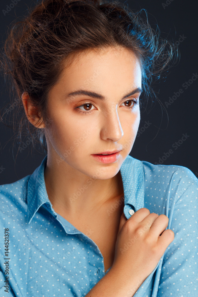 Beauty portrait of young pretty woman in studio Beauty portrait of young pretty woman in studio