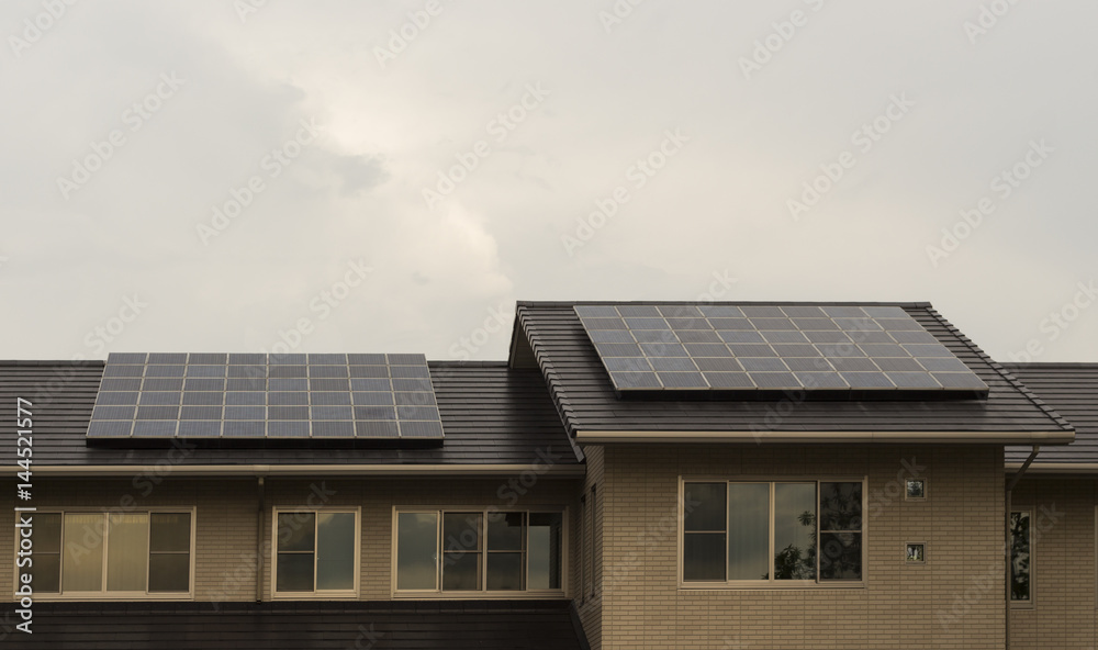 Solar panels on roof of a house