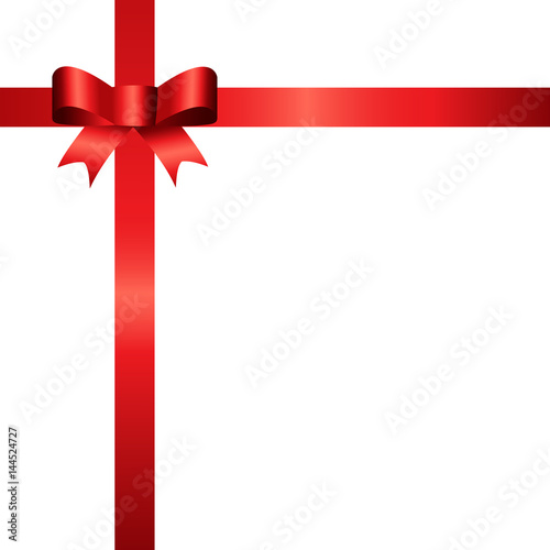 red satin gift bow with ribbons