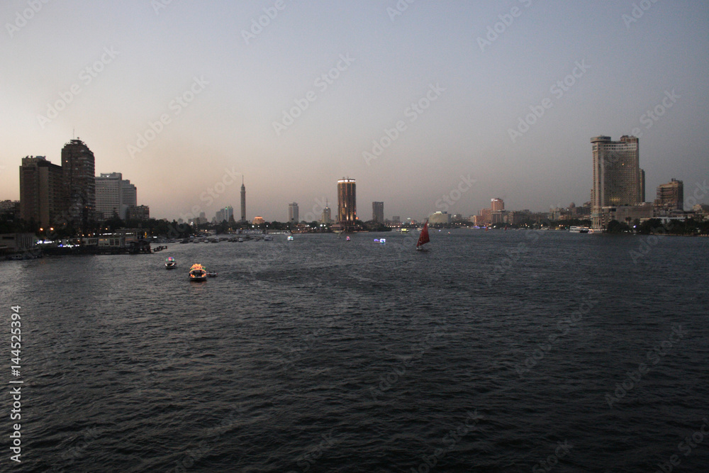 Cairo at Sunset; From University Bridge;Cairo; Egypt