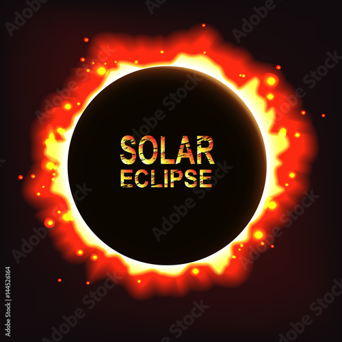 Vector abstract solar eclipse background with Solar eclipse words.