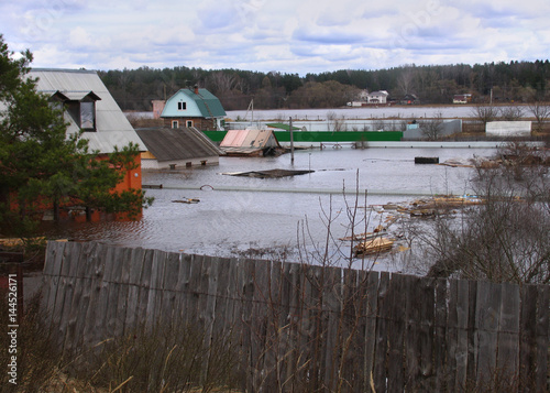 Flooding in the spring in village.