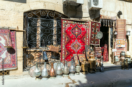 Souvenir market in the Old City in Baku, Azerbaijan. Inner City is the historical core of Baku and UNESCO World Heritage Site. photo