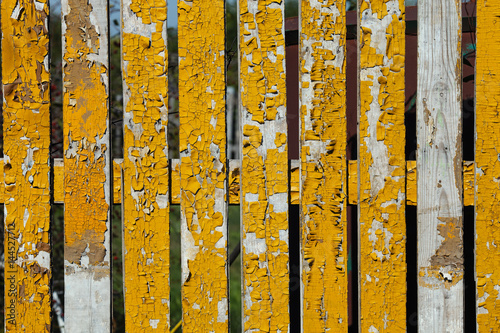 Old fence with peeling paint.