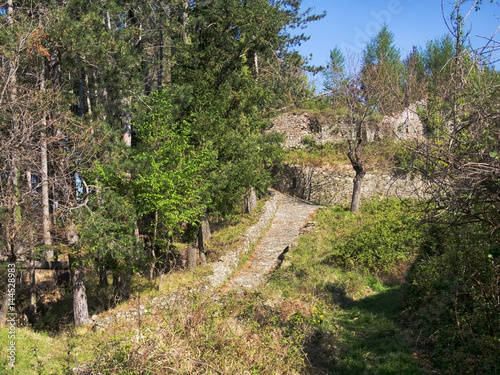 Abandoned old stone village, Italy. Bergiola.