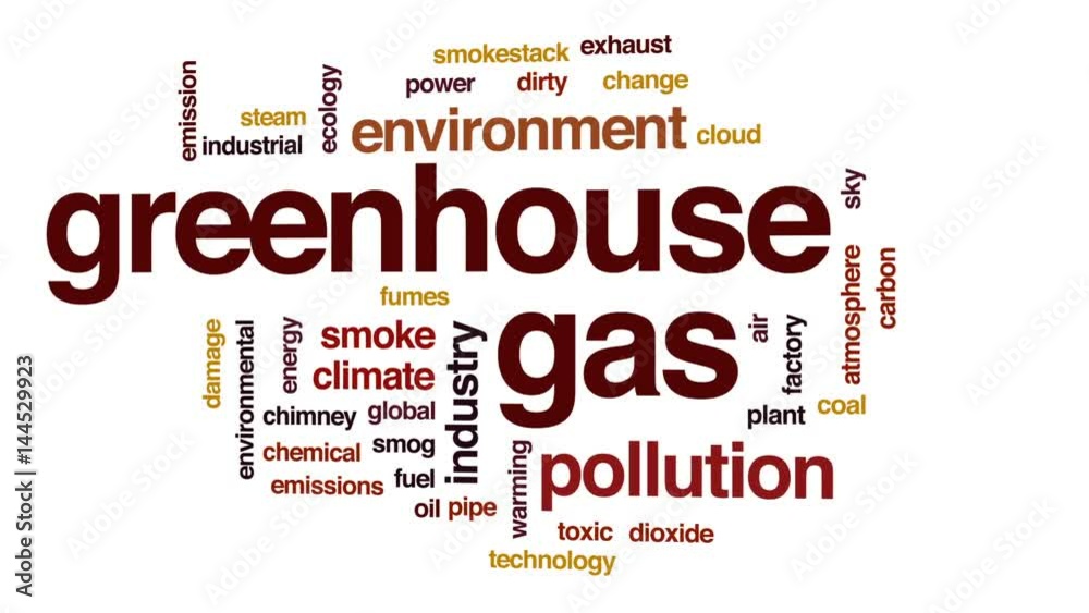 Greenhouse gas animated word cloud, text design animation. Greenhouse gas animated word cloud, text design animation.