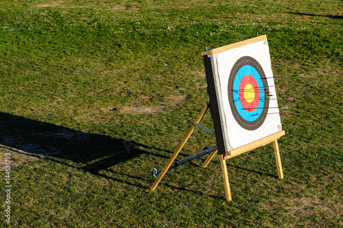 Archery target with arrows