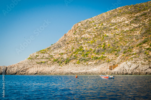 Obraz na płótnie Greece, Zakynthos, August 2016. Rocks, caves and blue water w salonie