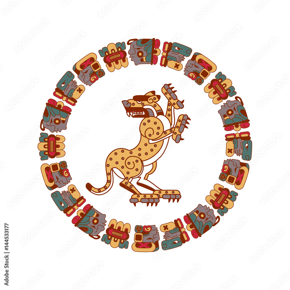 Naklejka premium Vector illustration aztec cacao pattern for chocolate package design.