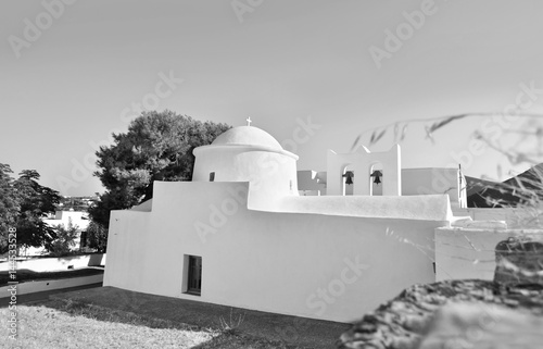 black and white Orthodox chapel at Sifnos island Greece