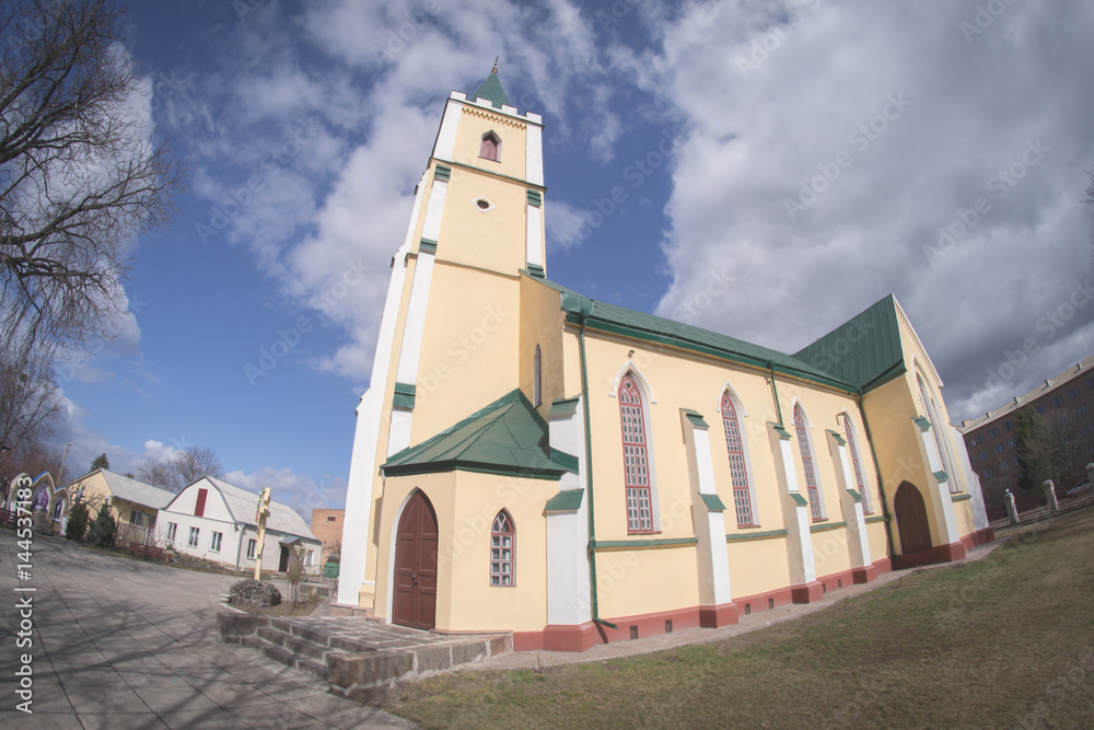 Ukrainian church on a sunny spring day at a fisheye. Ukrainian church on a sunny spring day at a fisheye.