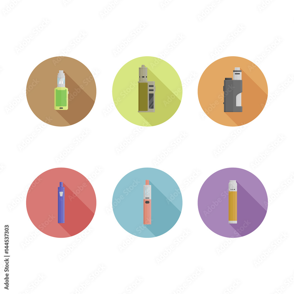 Flat longshadow vape device icons. Pt.2 Flat longshadow vape device icons. Pt.2