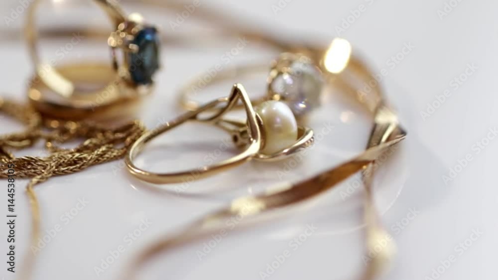Gold earrings and rings from different sets
