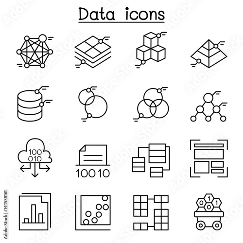 Database , Data & Graph icon set in thin line style