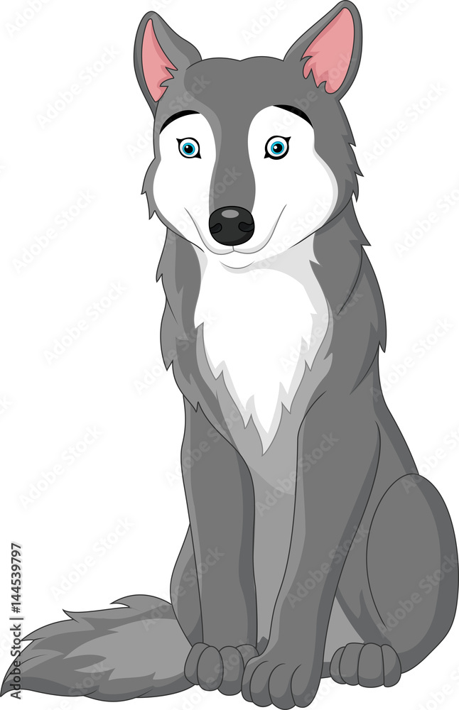 Naklejka premium Cartoon wolf isolated on white background