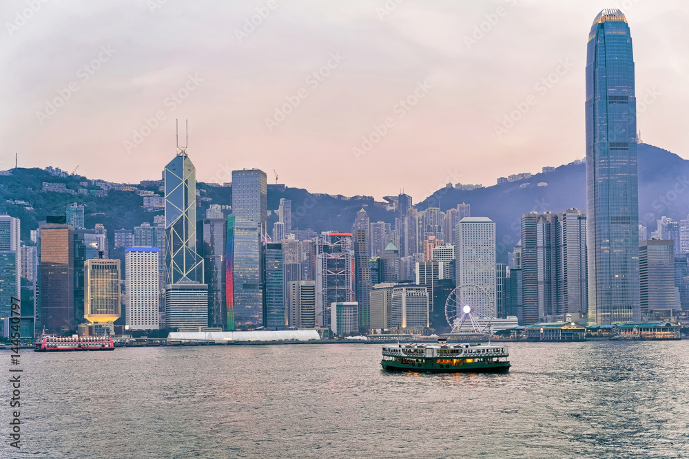 Star ferry and Victoria Harbor of Hong Kong