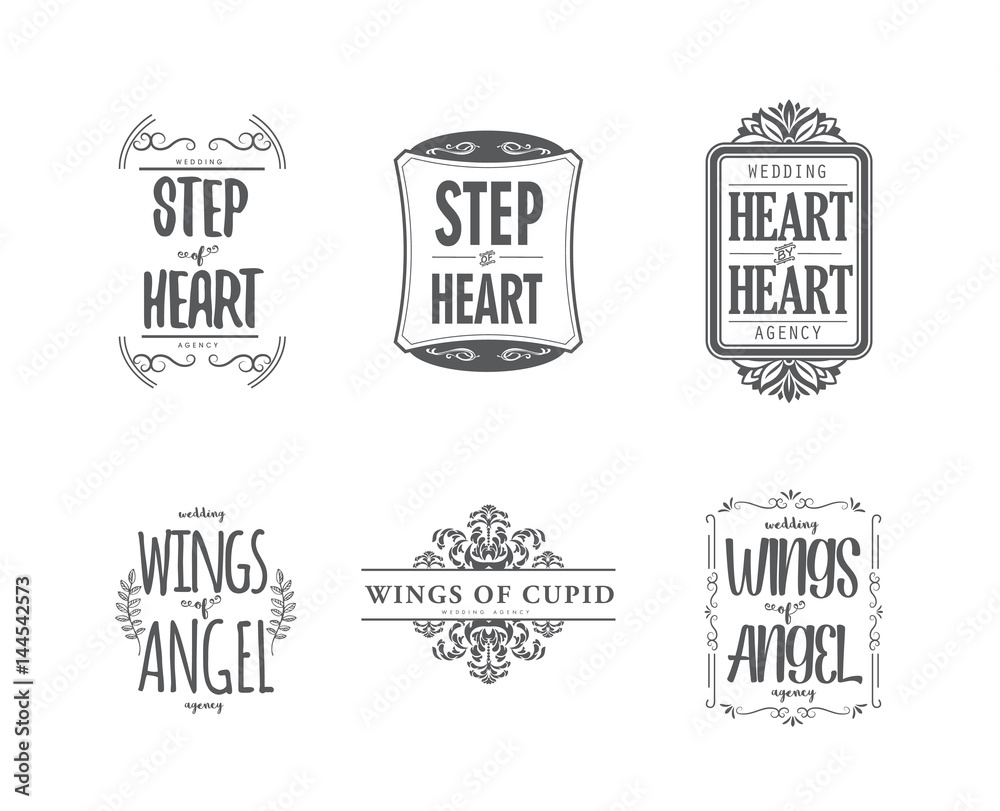 Fototapeta premium Vector illustration wedding agency logo collection.