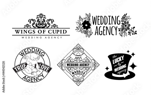 Vector illustration wedding agency logo collection