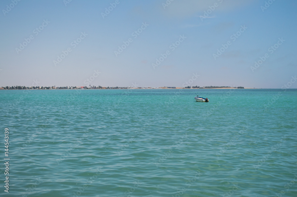 Long Bay with Turquoise Sea in Walvisbay, Namibia