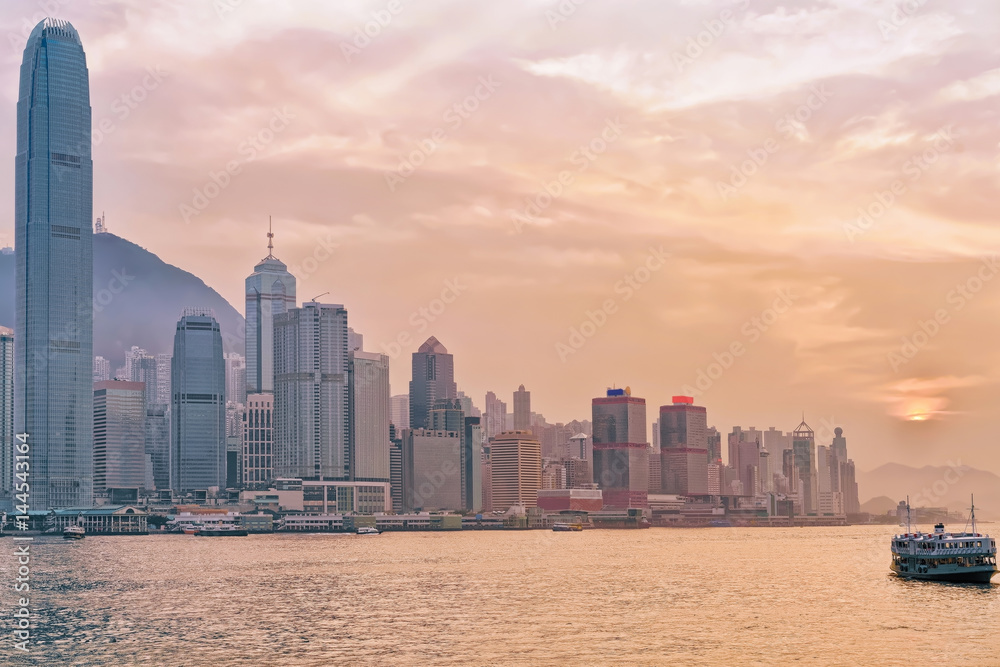 Obraz premium Star ferry and Victoria Harbor in Hong Kong