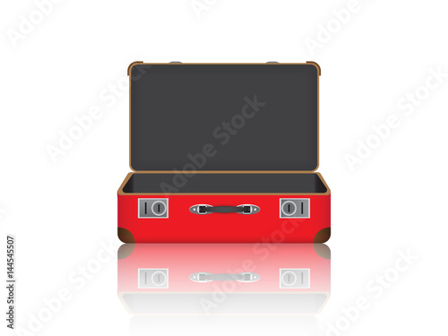 empty red suitcase on white background