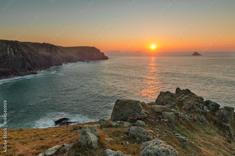 Golden sunset at The Rumps, Cornwall
