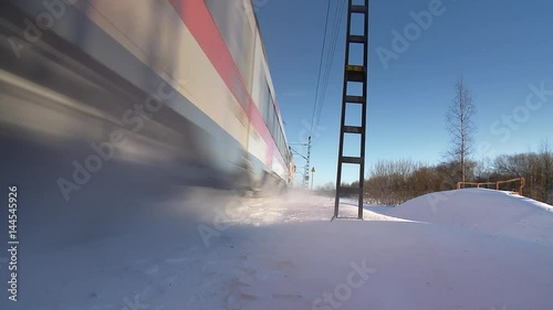 Passenger train on a winter day