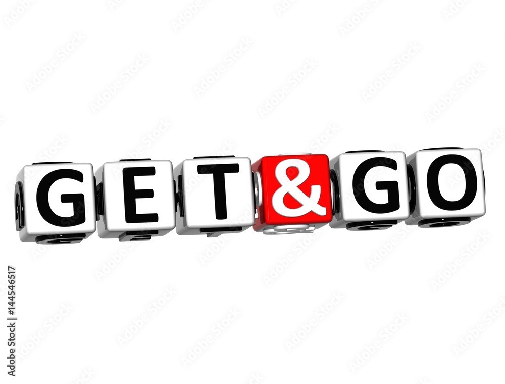 3D Get and Go block text on white background. 3D Get and Go block text on white background.
