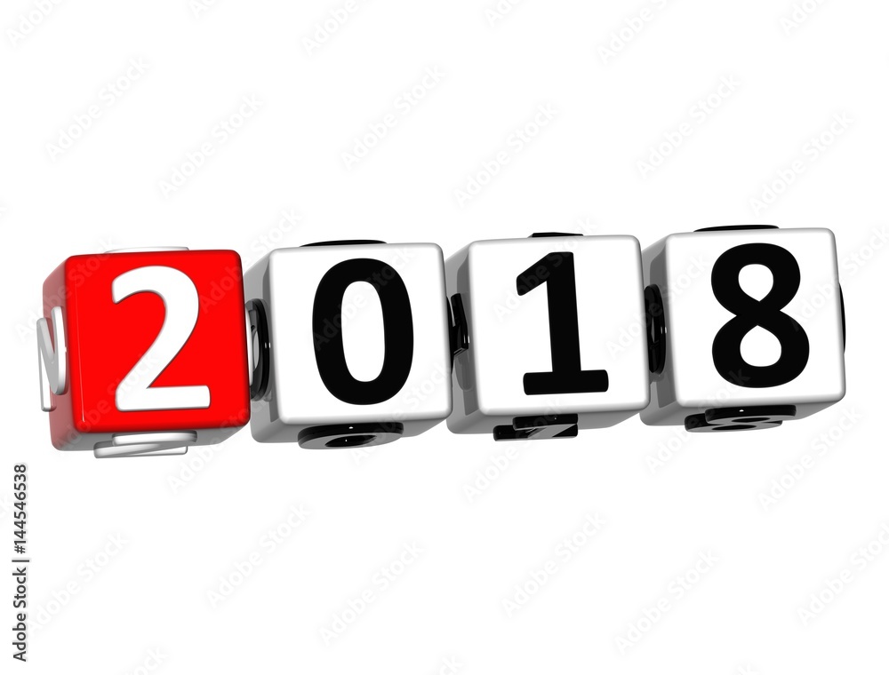 3D Happy New Year 2018 Crossword on white background 3D Happy New Year 2018 Crossword on white background