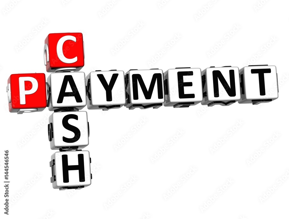 3D Cash Payment Crossword on white background 3D Cash Payment Crossword on white background