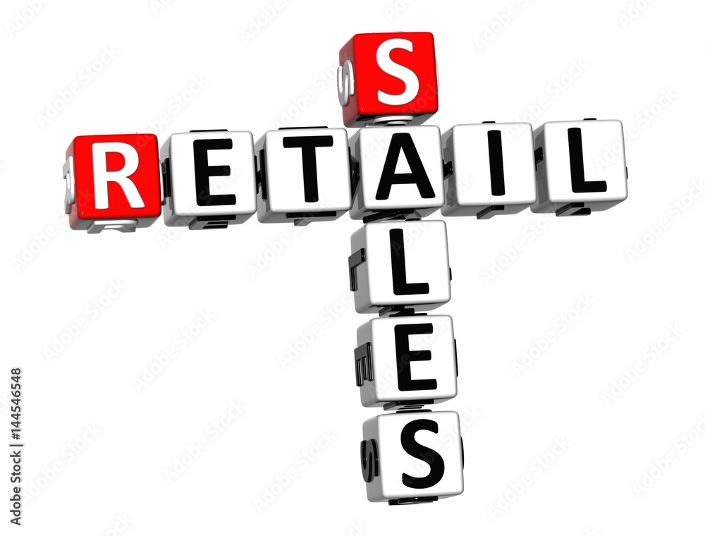 3D Retail Sales Crossword on white background 3D Retail Sales Crossword on white background