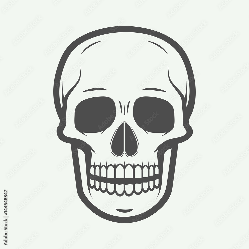 Vintage skull label, emblem and logo. Graphic Art. Vector Illustration.