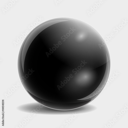 Glass sphere of black color, vector
