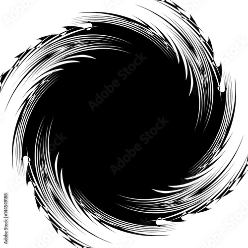 Abstract illustration with spiral, swirl element in clipping mask. Irregular concentric lines forming a vortex