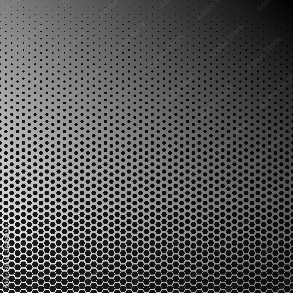 Abstract geometric black and white graphic halftone hexagon pattern. Honeycomb background. Vector illustration on mesh, lattice, tissue structure. Design element for prints, decoration, textile Abstract geometric black and white graphic halftone hexagon pattern. Honeycomb background. Vector illustration on mesh, lattice, tissue structure. Design element for prints, decoration, textile