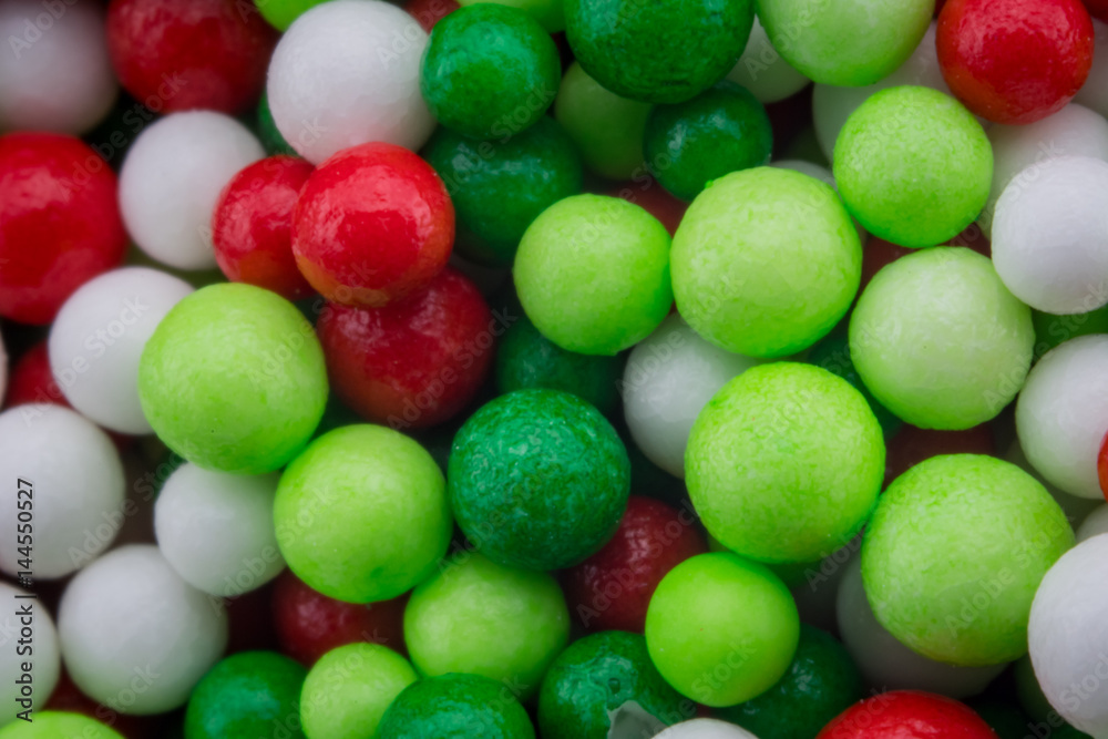 Macro of Christmas Themed Nonpareils Macro of Christmas Themed Nonpareils