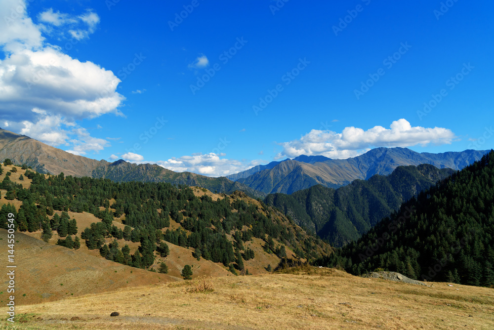 View on Mountains in Tusheti Nature Reserve. Georgia