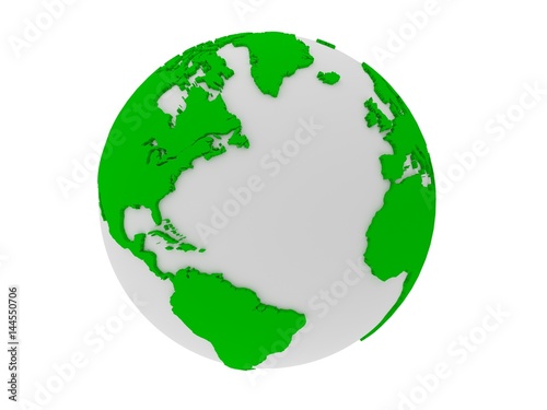 Green World globe icon illustration. 3d render.