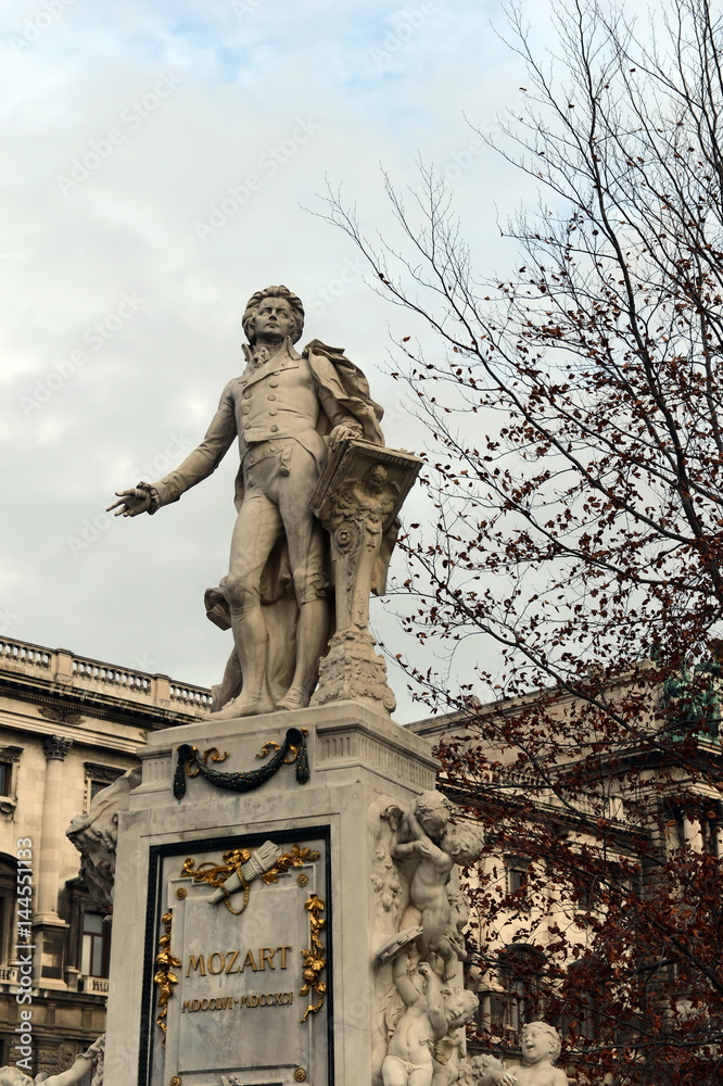 The monument to Wolfgang Amadeus Mozart in the Burggarten in Vienna.